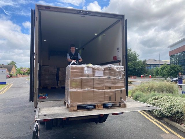 Samworth Brothers HGV being loaded with food donations